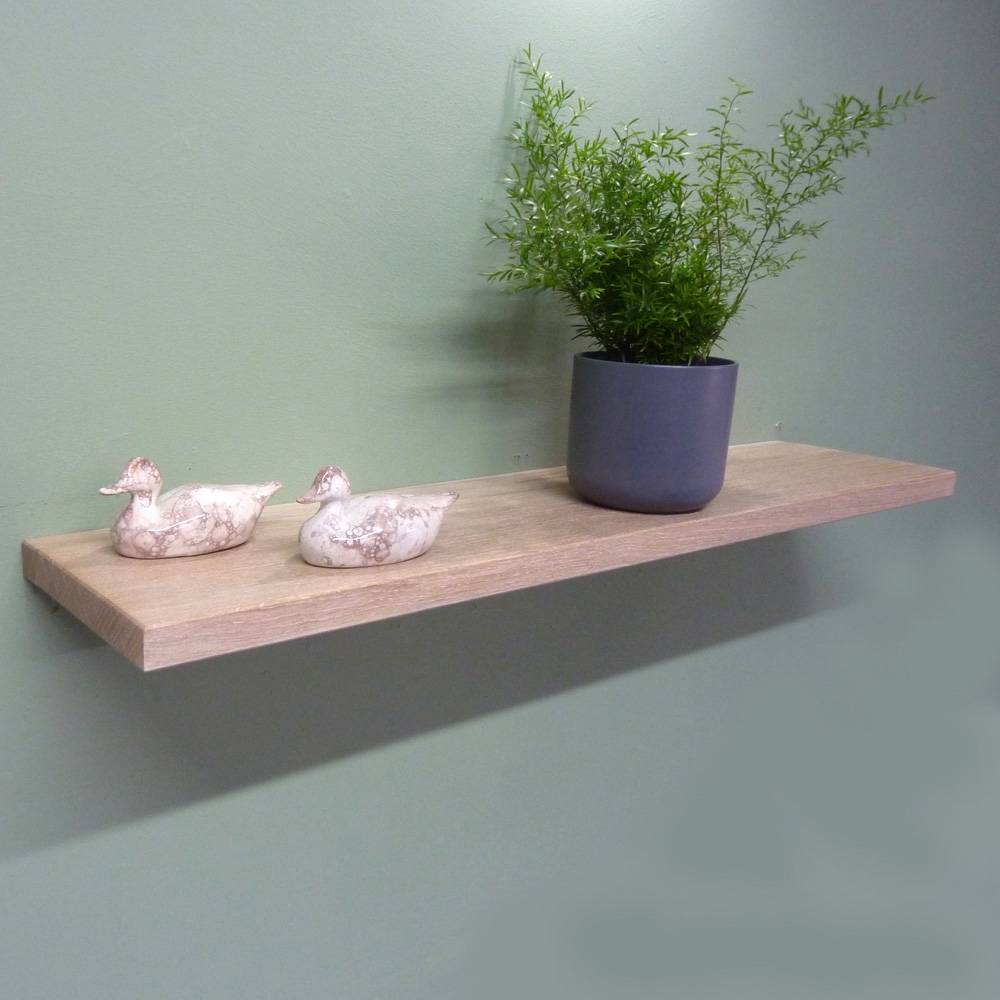 Limed Oak Floating Shelf with a thickness of 32mm