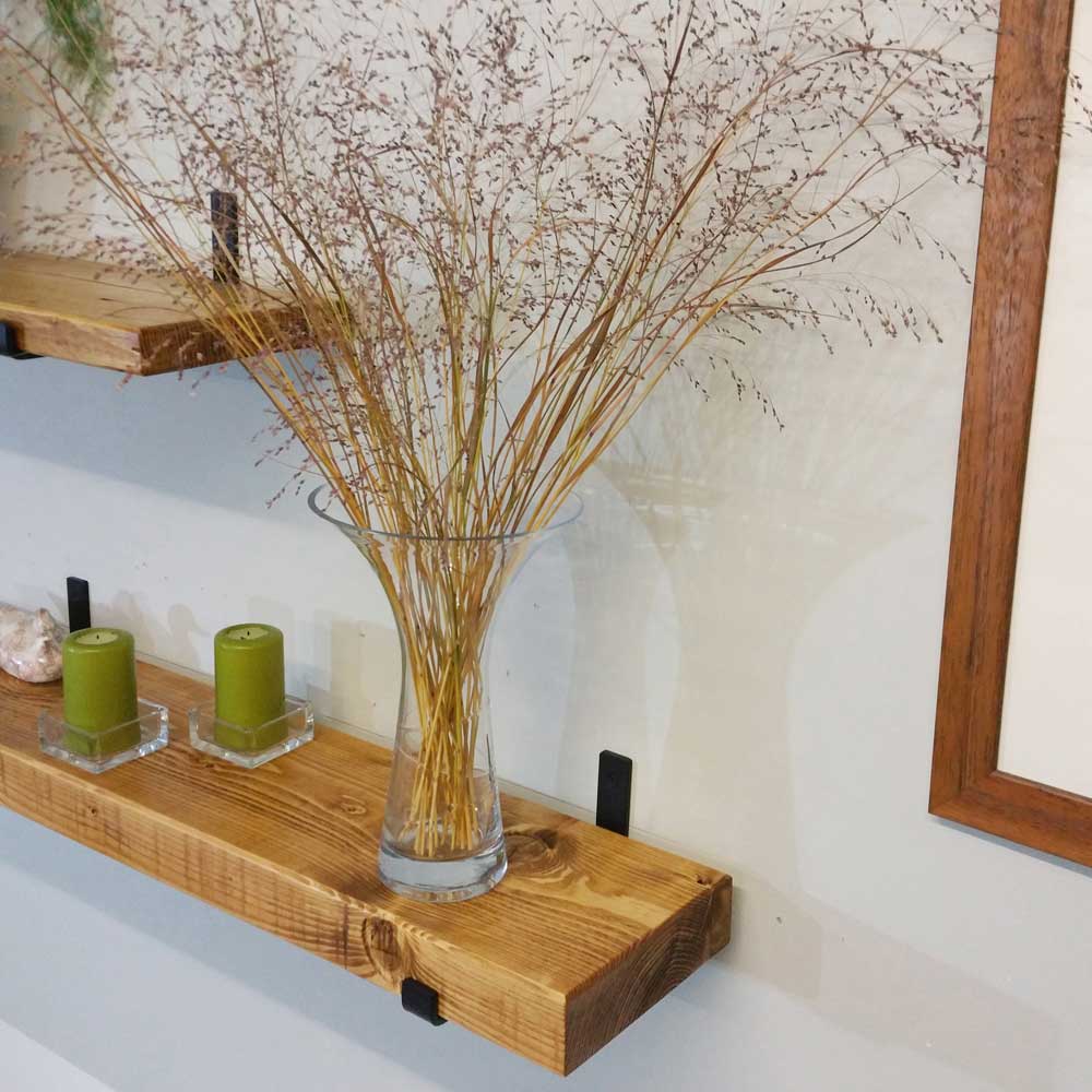 Rustic Wood Shelving showing up brackets