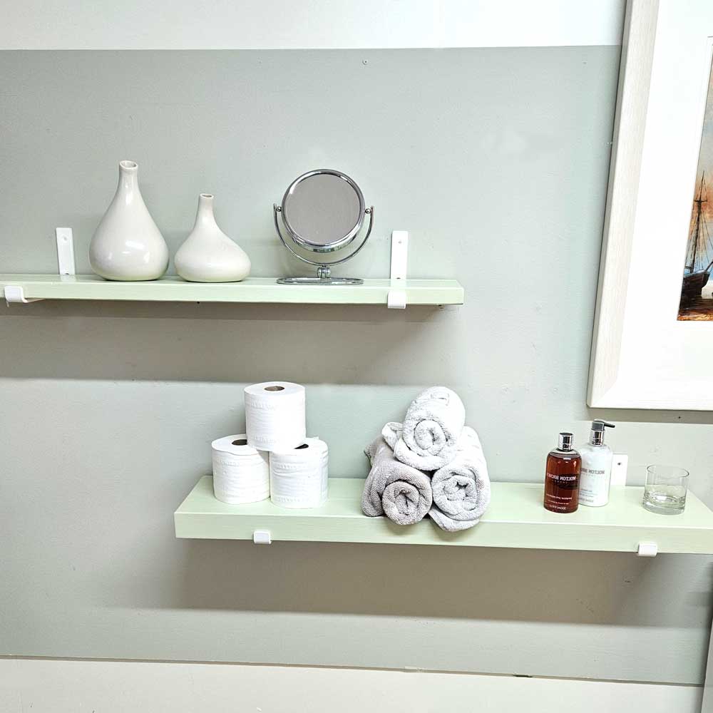 Bathroom Shelving using Up Brackets in Farrow & Ball Paints