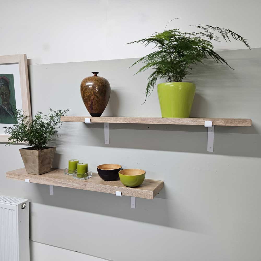 Limed Oak Shelving with down brackets