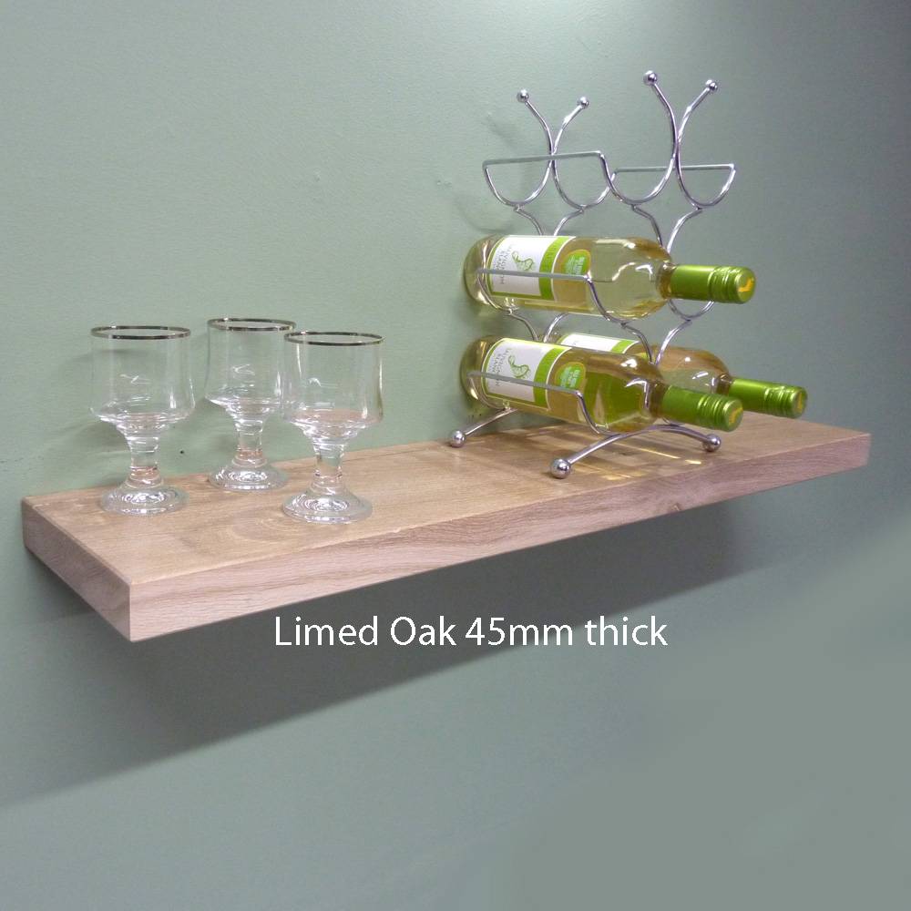 Limed Oak Floating Shelf shown in 45mm thickess