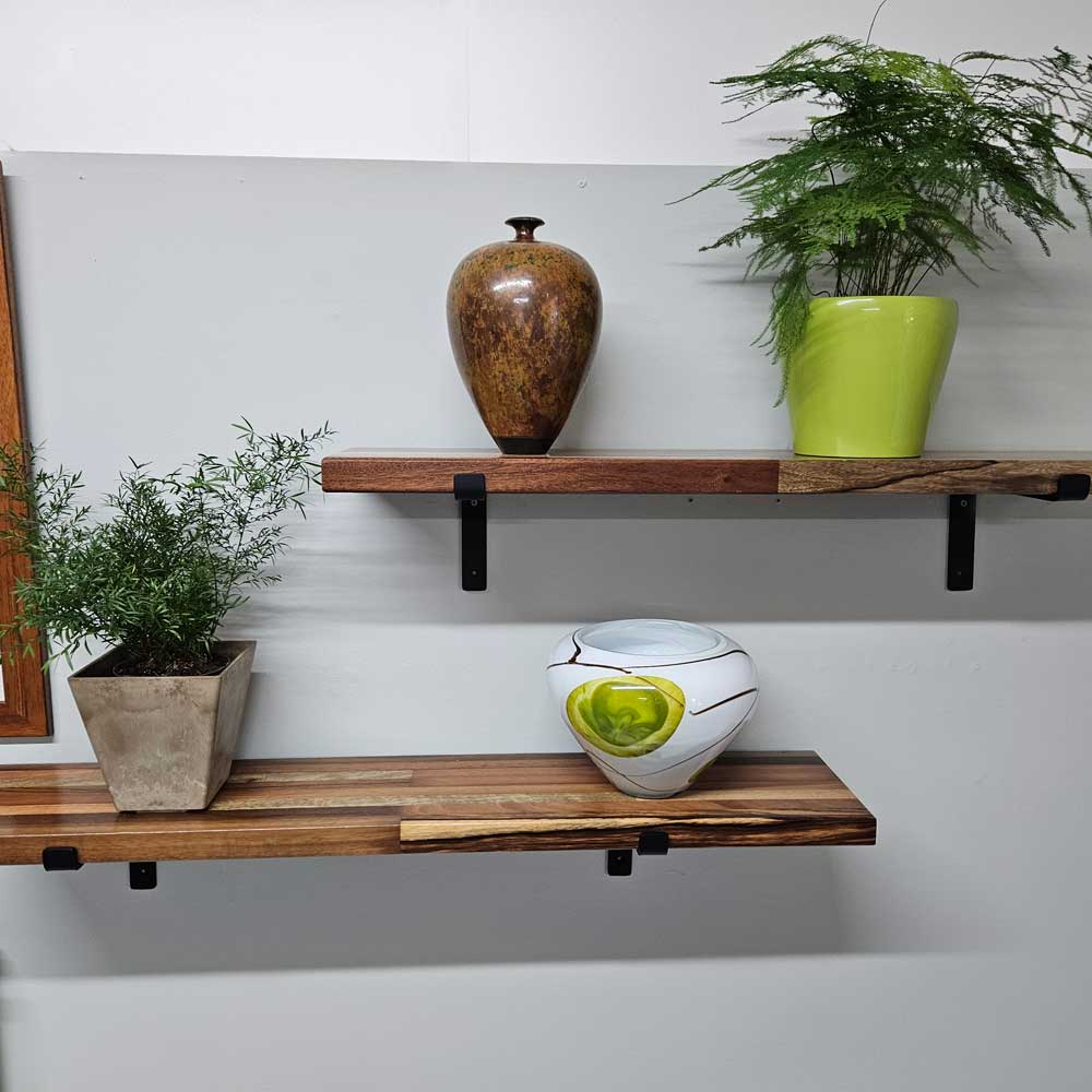 Reclaimed Hardwood Shelving with Down Brackets