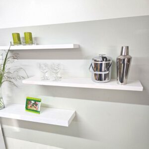 White Painted Wood Floating Shelves