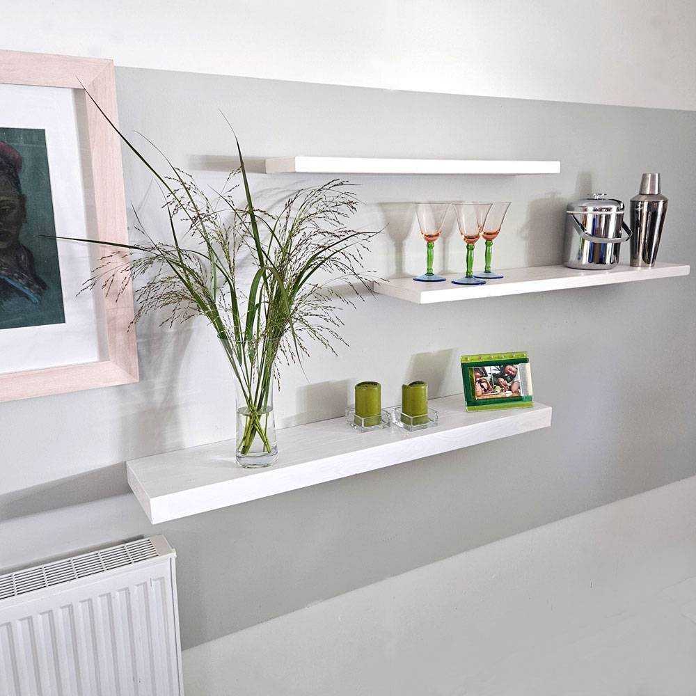 White Painted Floating Shelves