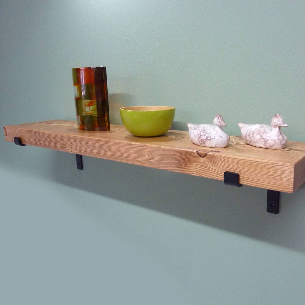 45mm Chunky Stripped Pine Shelf with down brackets